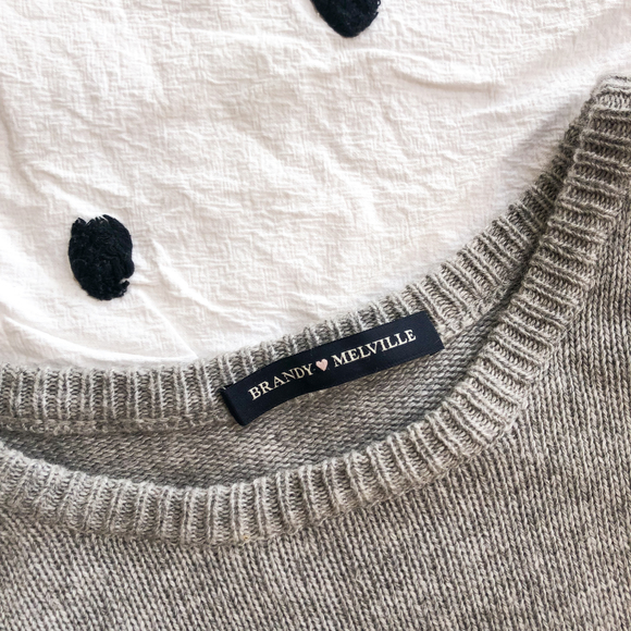 Brandy Melville Wool Grey Striped Pullover Sweater - Picture 3 of 5